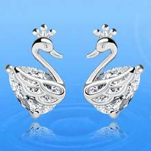 精致可爱的耳钉 - 銀色 - 查看 2