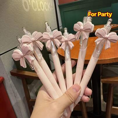 10pcs Bowknot Party Ballpoint Pen Party Set Girly Pink High-Value Bowknot Series Retractable Ballpoint Pen Party Pen Souvenir Multi-Item Party Pack
