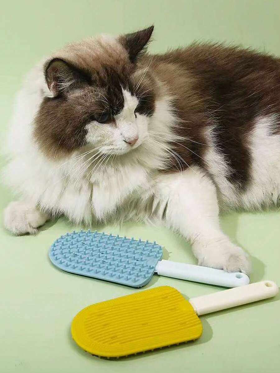 1 pieza Peine especial para helado para mascotas, conveniente para llevar y quitar la ropa, eliminación de pelo de gato y perro, peine para mascotas, peine flotante para gatos y mascotas, cepillado de cerdas para eliminar el pelo flotante, peine para gatos, peine para gatos, eliminación suave de pelo en ambos lados, cepillo sin baño - Multicolor - Ver 1