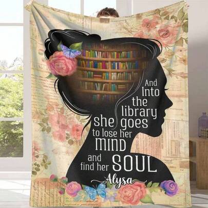 Bookshelf Fleece Blanket  Cozy Reading Nook Throw Blanket For Book Lovers, Library Decor, Soft Plush Sherpa Blanket, Unique Gifts For Readers