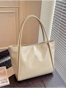 New Fashion Women Large Capacity Casual Versatile Shoulder Tote Bag For Commuting - White - View 6