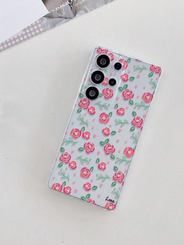 1 pezzo Custodia per telefono in TPU morbido e trasparente con motivo floreale, anti-caduta, anti-graffio, anti-impronta, con taglio preciso per la fotocamera, compatibile con Samsung, Nothing, Pixel, INFINIX, Redmi - Multicolore - Visualizzare 2