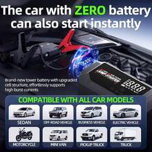 HUASHIJIE Portable Large-Capacity 12V 8000A Smart Emergency Car Jump Starter With Air Compressor, 28100mAh Multifunctional Emergency Flashlight, Power Bank, And Emergency Air Pump. Suitable For All Gasoline Vehicles And All Types Of Engines. Equipped With Electrical Connectors, Digital Display, Digital Tire Inflator, And USB And Type-C Fast Charging. - Portable Smart-Multi-Function - 查看 4