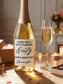 Custom Label For Champagne Bottle Birthday Gift,Customize Text,Gold Confetti Milestone Birthday Wine Label,80 & Fabulous,Custom Birthday Wine,Birthday Champagne Mini Bottle Champagne Bridesmaid Personalized Champagne Gift - Multicolor - View 3