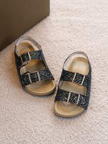 1 par de sandalias de verano versátiles y de moda para niños - Negro - Ver 5