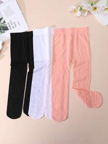 3双超薄踩脚舞蹈紧身裤，高密度弹力透明连裤袜，防勾丝，适合女孩日常穿着 - 彩色 - 查看 3