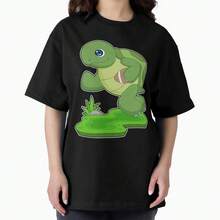 Turtle American Football Sports Oversized T-Shirt - Negro - Ver 1