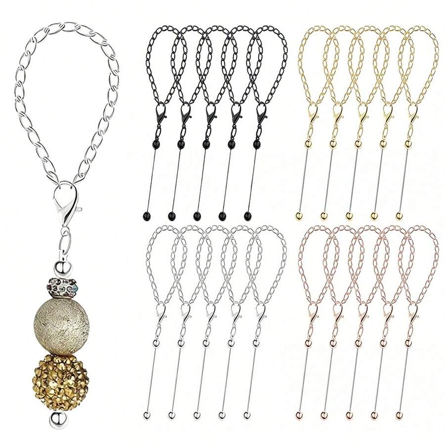 12pcs Beaded Pendant Charms With Handles, Blank Cup Accessories Suitable For Water Bottles, Bulk For Handmade Gifts, DIY Projects - Keychain - View 1