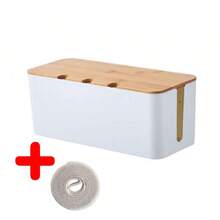 Caja organizadora de cables con tapa de madera, oculta los cables, se adapta a varios enchufes de adaptador, organizador de cables espacioso, protector de toma de corriente oculto en el escritorio o el piso - Ideal para el hogar y la oficina, un gran regalo para amigos, novio, novia, madre, Día de la Madre, boda, almacenamiento - Multicolor - Ver 9