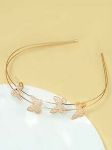 1 Piece Of Girls' Stylish, Sweet, Minimalist And Versatile Double-Layer Butterfly Headband - Gold - View 4