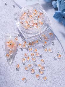 6 Boxes 3D Transparent Acrylic Flower Petals Nail Charms With Silver Steel Beads Manicure Decoration Spring Carved Flower Accessories For DIY Nail Art Salon Supplies Nail Jewelry Japanese Nail Art - Multicolor - View 6