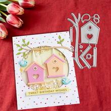 Creative Birdhouse Dies, DIY Scrapbooking Album And Embossing Stencil, Greeting Card Making Tool, Card Paper Cutting Crafts ,Gift Card Making Template Die Cuts. - Silver - View 5