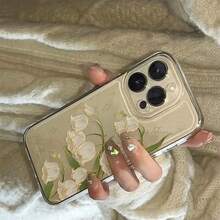 Floral Pattern Phone Case, Decorative Protection For Phone, Compatible Phone Accessories For IPhone 16 15 14 13 12 11 Pro Max XS XR - Clear - View 3