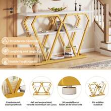 Console Table (1 Piece) - 120 X 29.5 X 80 Cm - Dining/Kitchen Table, Balcony Table - Wooden Table With Marble-Effect Top