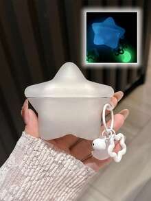 Glow-In-The-Dark Semi-Transparent Star Pattern Earphone Case, Compatible With Apple 1/2/3/4/Pro/Pro2(Nd)/Pro(3rd) - Silver - View 2