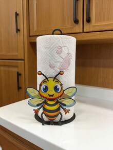 可爱蜜蜂造型纸巾盒架 | 铁艺设计，带防滑底座，适用于厨房台面、客厅、餐桌、卧室、浴室及各种装饰场景 - 彩色 - 查看 4