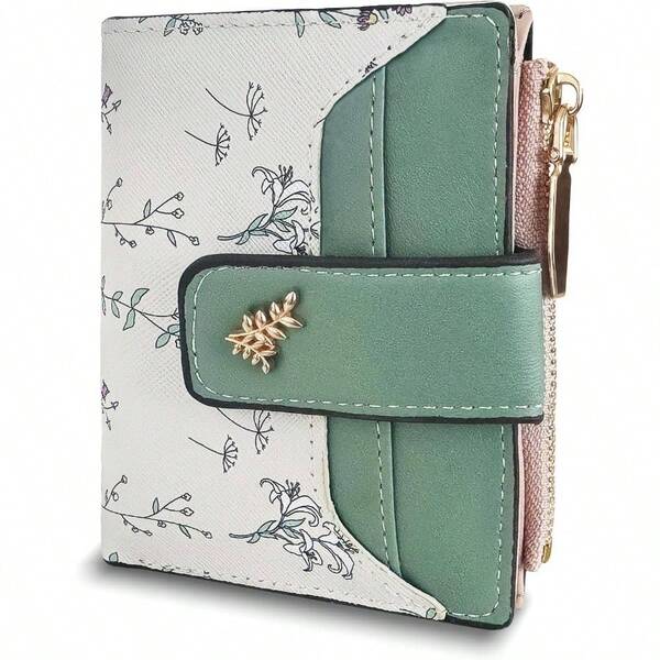 Cartera para Mujer Pequea, Monedero para Mujer de Piel Sinttica, con Bloqueo Rfid, Permite Guardar Tarjetas y Efectivo, Fresco y Elegante, como Regalo a Amigas, Hermanas y Madres Verde