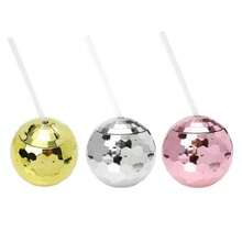 1pc/5pcs Creative Round Glitter Ball Cup, Valentine's Day Single Layer Spherical Straw Cup, Party Disco Fashion Plastic Cup, Suitable For Party, Holiday Gathering, Iced Coffee, Juice, Sisterhood Gathering - Multicolor - View 18