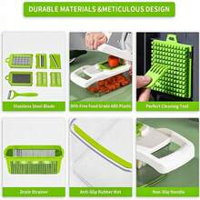 1 Vegetable Onion Chopper, Multifunctional Cutting Machine, Ingredient Processing Tool, Onion Chopper With Drain Basket, Carrot Garlic Chopper With Container, Kitchen Tools, Kitchen Accessories, Suitable For Home/Restaurant To Quickl - White - View 7