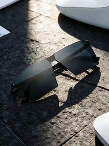 1pc/2pcs Personalized Steel Frame Men Business Glasses, Driving Glasses, Outdoor Fashion Glasses - Grey - View 3