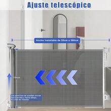 CYMeeyoga Puerta De  - 300 * 106CM Puerta para Perros RetráctilPuerta De  De Malla para Perros Y Mascotas para Escaleras Cocina Pasillo Interior Y Exterior-Gris - Gris - Ver 2