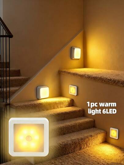 1pc/3pcs Square Motion Sensor Cabinet Light, Silver Automatic Sensor Night Light, LED Night Light, Smart Sensor Small Night Light, Wireless Wall Lamp, Battery Powered (Batteries Not Included), Suitable For Stairs, Cabinets, Bathroom, Steps, Bedroom, Corridor And Indoor Decor Lighting, Kitchen, Home Decor, Kitchen Accessories, Christmas Decorations, Christmas, Wardrobe, Light, Lamp, Kitchen Light, Bathroom Night Light, Bedroom, Floor Lamp, Spotlight, Motion Sensor Light, Indoor Christmas Decor