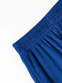 1pc Tween Girls Loose Casual Solid Color Breathable Athletic Bermuda Shorts, Summer - Blue - View 5