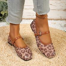 New Fashionable And Sexy Transparent Leopard Print Mesh Flat Shoes For Women In Spring, Summer, And Autumn, Lightweight And Breathable, With Adjustable Tightness, Suitable For Parties, Work, Going Out, Travel And Vacation, - 棕色 - 查看 4