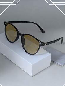 男士小圆锥形多色箔面休闲时尚眼镜，日常佩戴的时尚眼镜 - 彩色 - 查看 5