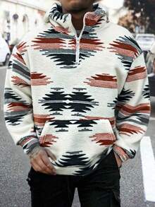 Áo khoác ngắn nam DIYIE họa tiết hình học, cổ áo khóa kéo, túi, thích hợp cho mùa Thu/Đông, quà tặng cho bạn trai, áo nỉ ấm áp mùa đông, quần áo nam mùa thu, áo nỉ chui đầu nam mùa đông, áo hoodie lông cừu san hô, áo khoác dài tay nam in họa tiết, áo khoác ngắn nam, áo nỉ nam. - Nhiều màu - Xem 8