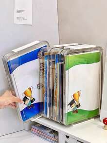 1PC Transparent Storage Box, Multifunctional Storage Box, Bead Handicraft Accessories, Diamond Nail Bead Transparent Sorting Storage Box, Jewelry Packaging Box, Document Certificate Storage Box, Household Large Capacity Multifunctional Storage Box, Children's Puzzle Card Storage, Student Certificate Storage And Sorting Box - White - View 10