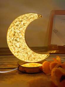 1pc Rechargeable Crystal Moon Lamp, Realistic Moon Bedside Lamp, Dimmable Moon Night Light, Decorative Moon Shaped Table Lamp, Desk Lamp, Stepless Dimming Touch Lamp, Bedroom Touch Lamp, 3 Color Temperatures, Type-C Port, Rechargeable Desktop Decor Lamp, Touch Switch, Suitable For: Bedroom, Room, Desk, Living Room, Camping, Home Bedroom, Atmosphere, Lighting - 桌面檯燈 - 查看 2