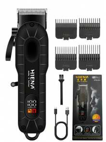 HIENA 多功能一体式理发工具，家用理发用品，专业男士无线理发器，USB充电及数字显示，男士理发工具，理发配件，适合家庭和理发店使用，男士礼品 - 黑色 - 查看 11