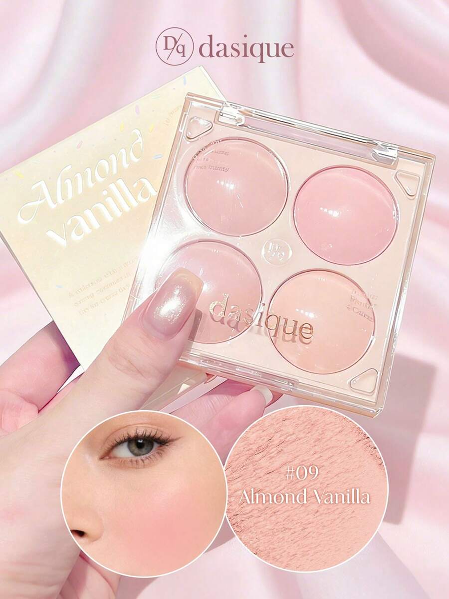 Dasique 4-Color Matte Blush Palette, High Color Payoff, Long-Lasting, Natural Glow, Lightweight & Breathable, Vegan Formula, Fashionable Makeup Brand, Christmas Holiday Essential - #09 Almond Vanilla - 查看 1