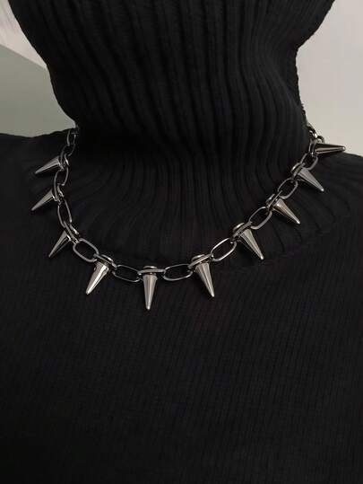 1pc Stylish Heavy-Duty American Hip-Hop Punk Choker Necklace With Bullet Pendant For Men