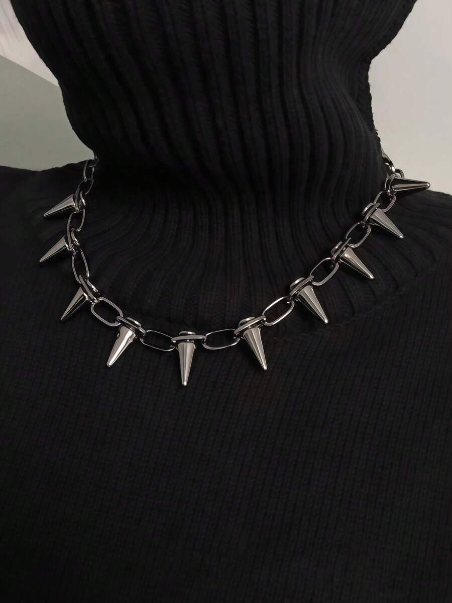 1件装 时尚厚重美式嘻哈朋克风男士子弹吊坠颈链 - 銀色 - 查看 1