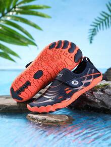 TATORHT 1 Pair Kids' Summer Aqua Shoes, 3D Print, Breathable Mesh, Low-Top Hook And Loop, Quick-Dry Barefoot, Boys' Beach Water Swimming Shoes, Rubber Sole, Outdoor Cycling, Indoor Fitness, Yoga, Running, Skipping, Multi-Function Training Shoes - Coral Orange - View 2