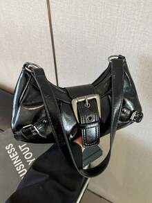 1pc Women Retro Biker Chic Studded Adjustable Strap Crossbody Bag, Large Capacity Soft Gradient Leather Shoulder/Underarm Bag, Suitable For Work, Dating, Parties, Vintage Bag For Women, Halloween Purse Perfect For Fancy Party Halloween Fashion & Gothic Fashion,1pc Women Retro Biker Chic Studded Adjustable Strap Crossbody Bag, Large Capacity Soft Gradient Leather Shoulder/Underarm Bag, Suitable For Work, Dating, Parties, Vintage Bag For Women, Halloween Purse Perfect For Fancy Party Halloween Fashion & Gothic Fashion,Christmas Gifts,Christmas Gifts,Crossbody Bags For Women,Christmas Decorations - 黑色 - 查看 2