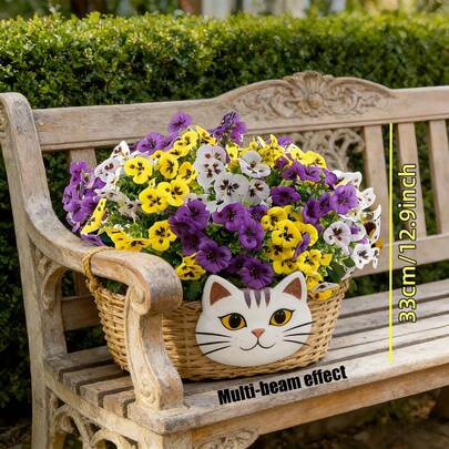 20束人造紫色、黄色和雏菊花 | 适合室内外装饰，非常适合家居、办公室、酒店、婚礼和节日庆典装饰