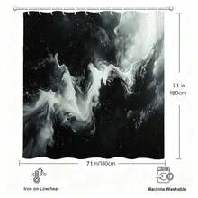 2D Plane, 1PC,  Black & White Cosmic Wave Shower Curtain - Whimsical Bathroom Decor,  Bathtub Curtain, Machine Washable, Easy Hang, Suitable For Whimsical Lovers & Home Bathrooms, Perfect For Transforming Your Bathroom Into A Cosmic Wave Retreat - A - 查看 4