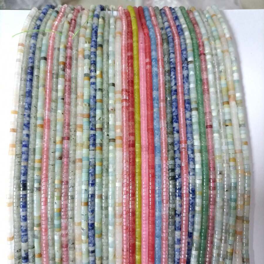 1 Strand 2*4mm Natural Stone Round Spacer Beads, Semi-Finished DIY Jewelry Accessories And Beading Materials - Stone Spacer Beads - View 1