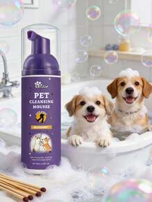 Espuma limpiadora para mascotas - Ingredientes suaves que limpian el olor y mantienen el pelaje de la mascota suave y brillante. Champú antiácaros para mascotas - Fórmula calmante, apta para piel sensible, baja alergenicidad, limpieza profunda e hidratación. Champú para perros, champú, champú para gatos, artículos para perros - 50ml - Ver 3