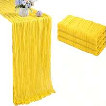 1/3pcs Yellow Cheese Cloth Tablecloth, Rustic Boho Cheese Cloth Tablecloth, Wedding Decoration, Birthday Party, Bridal Shower Table Center Decor - Multicolor - View 9