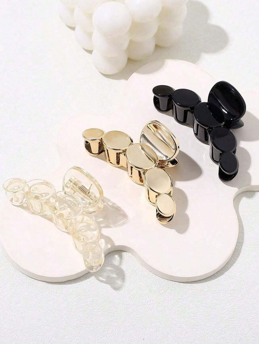 3pc Geometric Circle Shaped Vintage Leopard Print Hair Claw Clips, Elegant Fashion Hair Accessories For Women Hair Jaw Clip Hair Clamps Hair Clutch Hair Catcher Clip, School Stuff, College Fall Winter Hair Clip For Vacation Outfits Woman - 彩色 - 查看 1