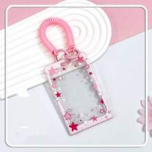 Fashionable Transparent Star Thick Sliding Card Holder, Portable ID Card Protector Case For Student ID, Transit Card, Kpop Star Fan Card Collection - Star Card Holder - View 4
