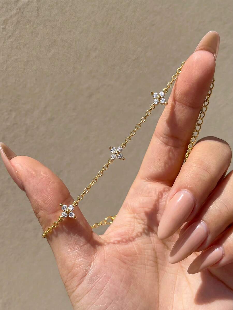 Newsoul 925 Sterling Silver Women's Bracelet Necklace Set, Exquisite Jewelry Suitable For Wedding, Engagement, Daily Wear Or Dates - Yellow Gold - View 1