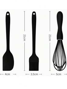 Baking 3 Pieces Set Silicone Baking Hand Mixer, Multi-Purpose Cream & Egg Beater, Hand Held Whisk, Kitchen Baking Tool Set, Silicone BrushOil Brush, Cream Scraper,Nonstick Bread Spatula Rubber Kitchen Jar Blenders Scraper Long,Multi-Functional Baking Silicone Spatula, Cream Cake Spreader - Multicolor - View 15