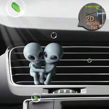 2D平面，1个拥抱外星人空调出风口夹装饰，“无香型”，配有双层无味海绵垫，“香氛扩散器”，无香源，2D平面亚克力豪华卡通摆件，时尚室内装饰品，可自行添加香氛，2D平面 - A - 查看 2