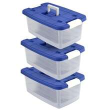 zxxGuateplast - Set de 3 Caas Click de 16 Litros Caas Plass Caas Reentes con Cierre de Click Caas b para Oficina y Almacenamiento Caas de Plastico para Usocaja de oficina - azul - Ver 6