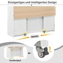 Kitchen Island With Wheels, Extendable Dining Table With Chairs, Sideboard With Ample Storage Space, Ideal For Kitchen And Dining Room As A Sideboard (White) - 白色 - 查看 8